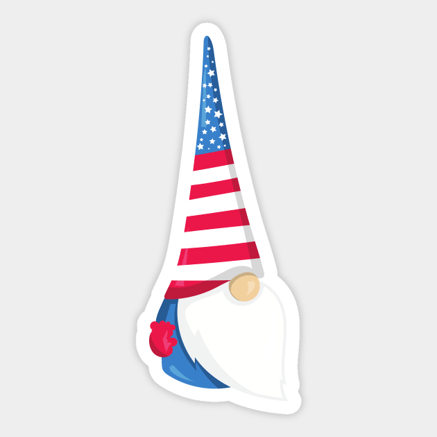 Fourth Of July, Cute Gnome, Independence Day Sticker by Jelena Dunčević